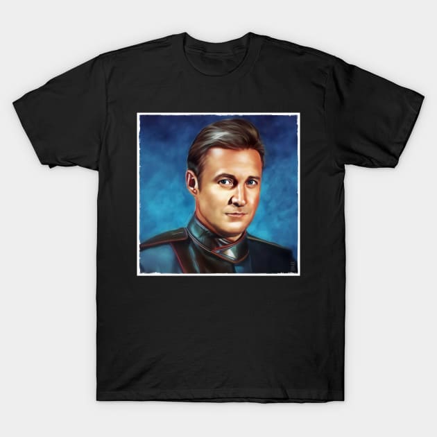 Babylon 5 Sheridan Blue Portrait T-Shirt by OrionLodubyal